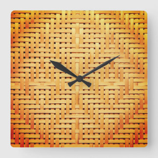 Horloge Carrée Tissu en rotin