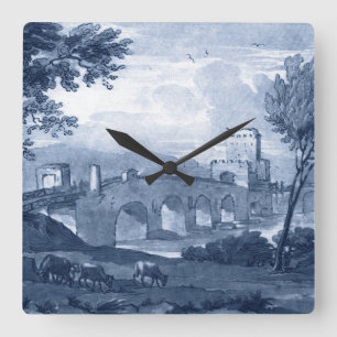 Horloge Carrée Toile pastorale - Pont