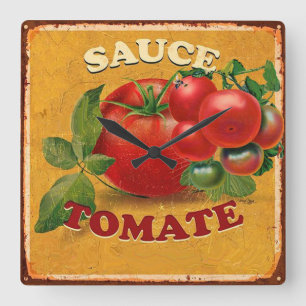 HORLOGE CARRÉE TOMATOES CHATOUILLERS CANNINGS SAUCE TOMATO