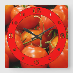 Horloge Carrée Tomatoes On Vine Numbered