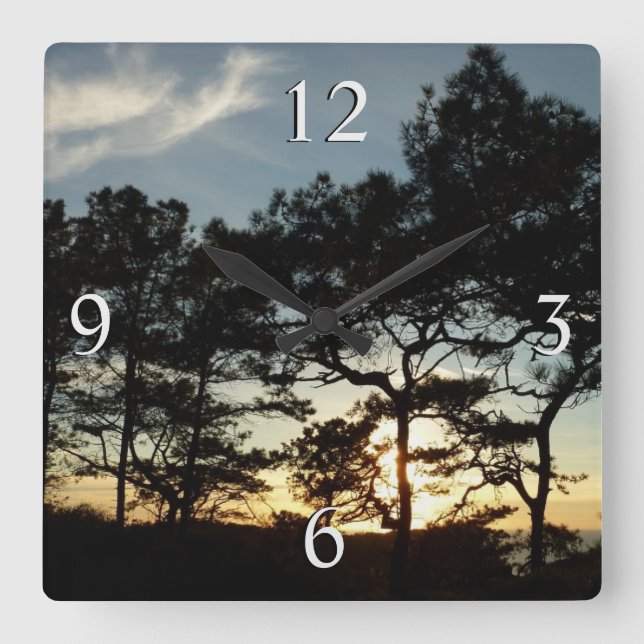 Horloge Carrée Torrey Pine Sunset II Californie Paysage (Recto)
