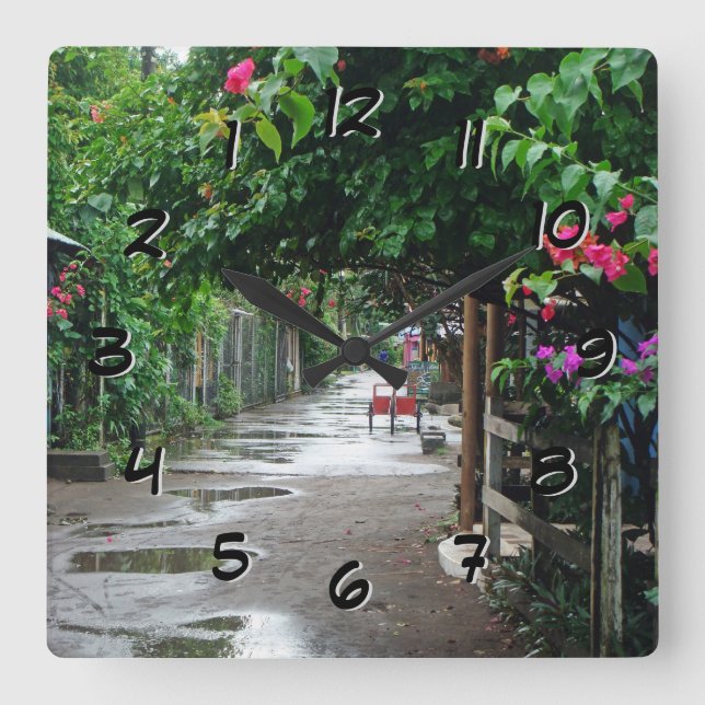 Horloge Carrée Tortuguero Costa Rica après Rain Backward Clock (Recto)