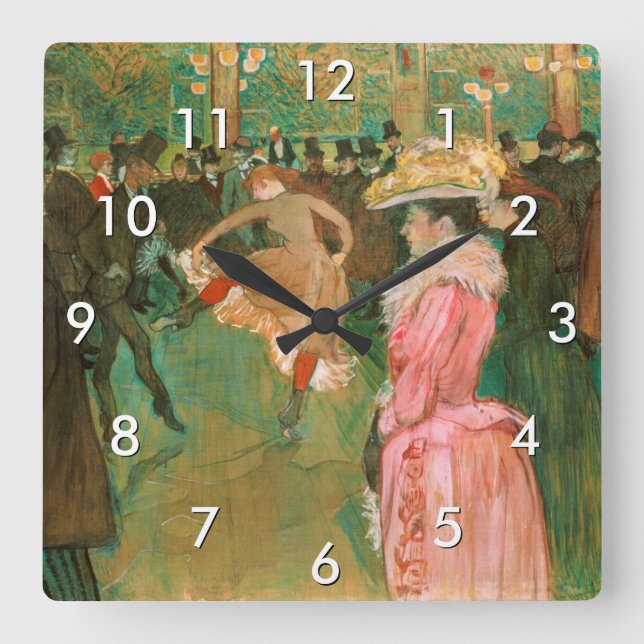 Horloge Carrée Toulouse-Lautrec - Au Rouge, La Danse (Recto)