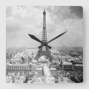 Horloge Carrée Tour Eiffel, Paris France Vintage Clock