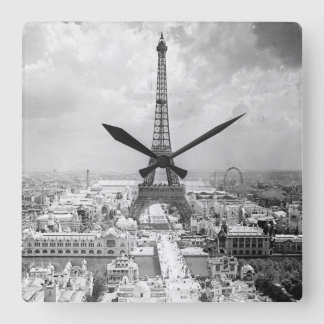 Horloge Carrée Tour Eiffel, Paris France Vintage Clock