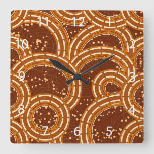 Horloge Carrée Tourbillons Abstraits