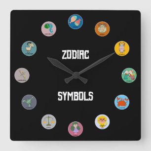 Horloge Carrée Tous les 12 symboles Zodiac