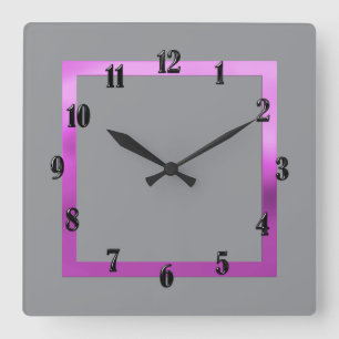 Horloge Carrée Toute couleur avec bordure violette