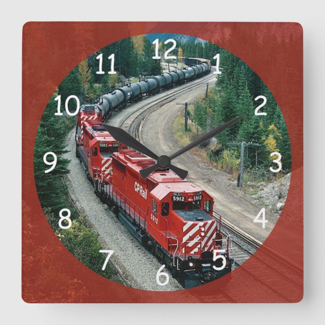 Horloge Carrée Train diesel classique (Recto)