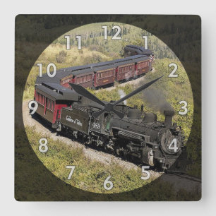 Horloge Carrée Train moteur à vapeur vintage, C & TS-489