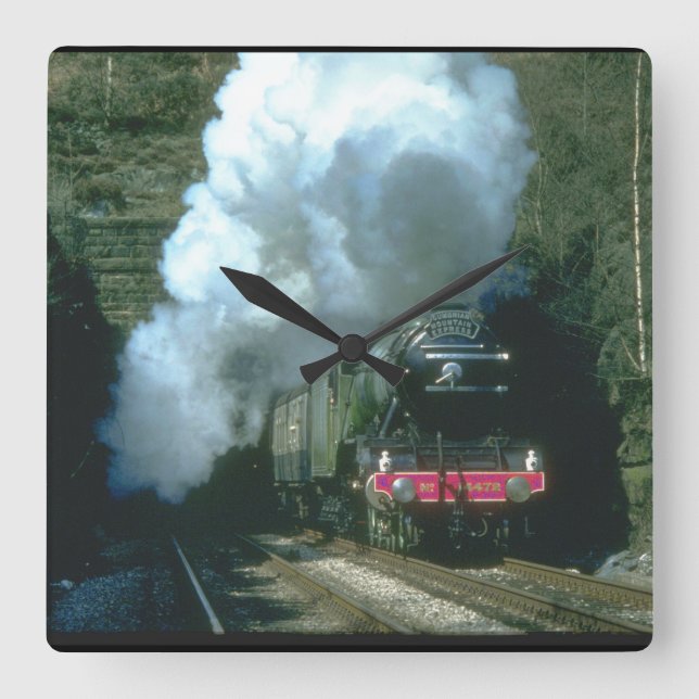 Horloge Carrée Trains de between_Steam attrapés par Scotsman de (Recto)