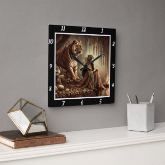 Horloge Carrée Tranquillité indigène : L'étang d'argent calme du 