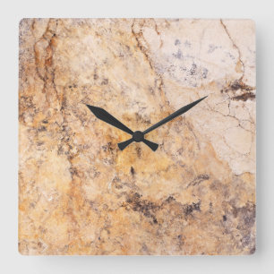 Horloge Carrée Travertine Stone Pattern Acrylique Wall Clock