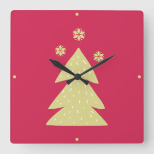Horloge Carrée Tree de Golden Christmas