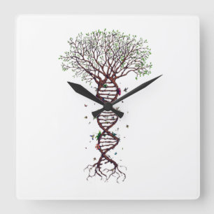 Horloge Carrée Tree of Life DNA Genetics Biology Environment