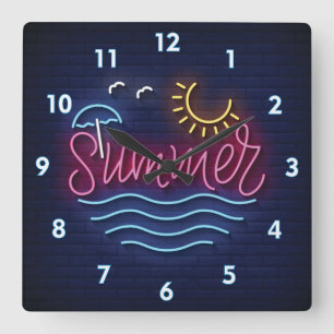 Horloge Carrée Très Cool et coloré Simulé Neon été