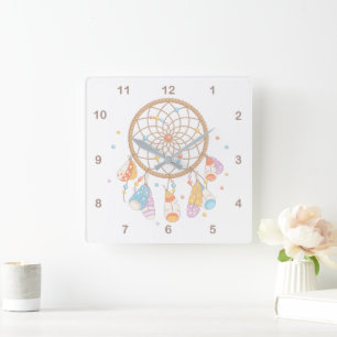 Horloge Carrée Tribal Dreamcatcher Boho Baby Nursery 2