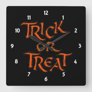 Horloge Carrée Trick Halloween ou Traiter les mots
