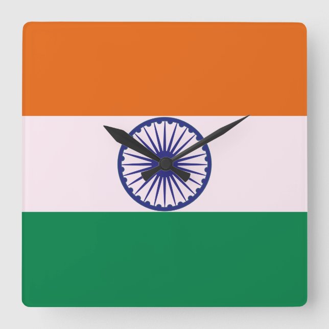 Horloge Carrée Tricolore indien Tiranga (Recto)