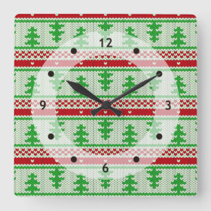 Horloge Carrée Tricot de Noël sans couture motif 2 + vos idées