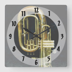 Horloge Carrée Trompette et tuba