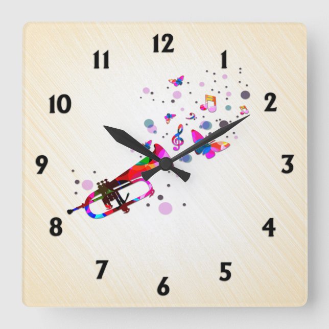 Horloge Carrée Trompette festive (Recto)