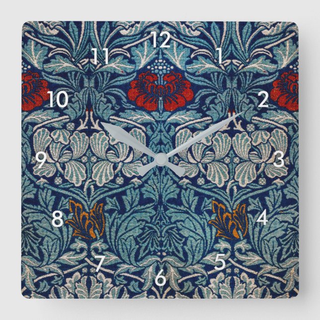 Horloge Carrée Tulip et Rose, William Morris (Recto)