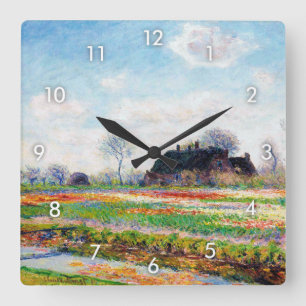 Horloge Carrée Tulip Fields dans les Pays-Bas, Monet