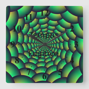 Horloge Carrée Tunnel en spirale de balle verte