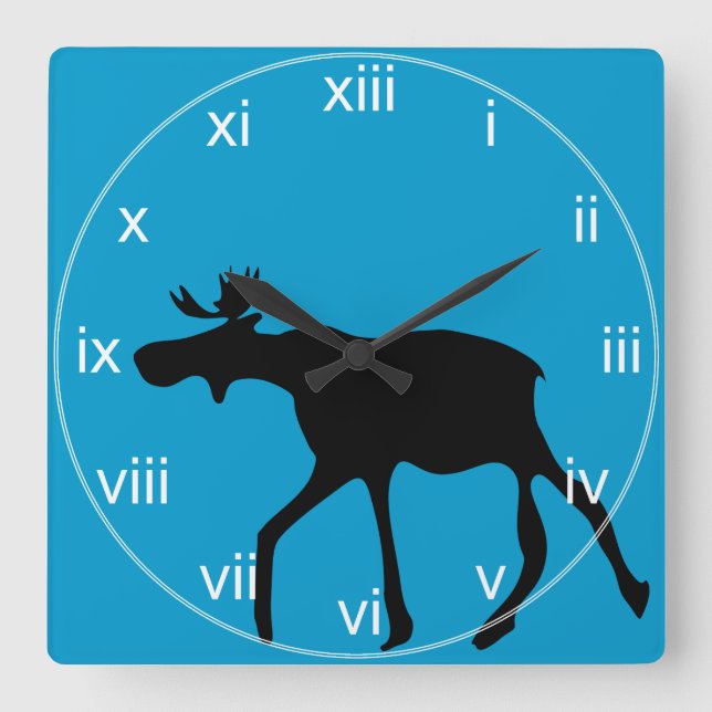 Horloge Carrée Turquoise silohuette Moose Wall Clock (Recto)