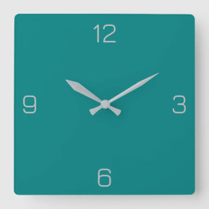Horloge Carrée Turquoise vert 008080 Couleur - Option pour ajoute