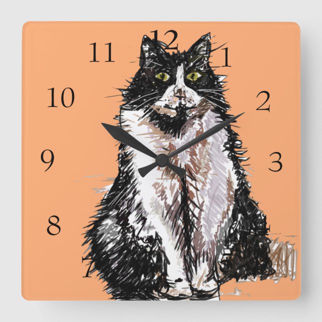 Horloge Carrée Tuxedo Cat Cat Art Animal Childs (Recto)