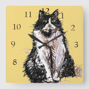 Horloge Carrée Tuxedo Cat Cat Art Animal Childs