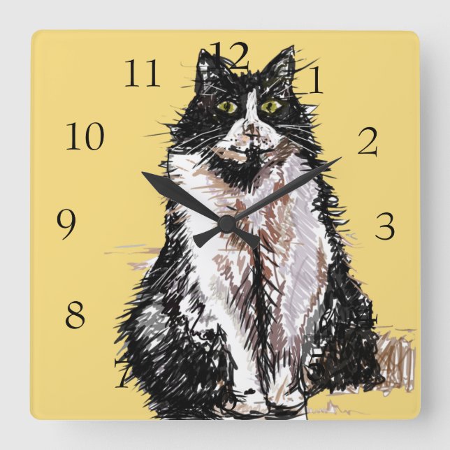 Horloge Carrée Tuxedo Cat Cat Art Animal Childs (Recto)