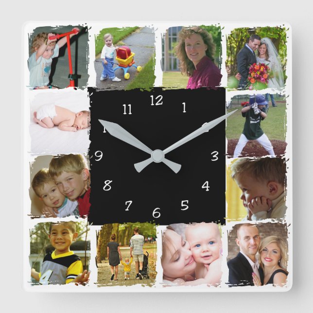 Horloge Carrée Twelve personal Photos Wall Clock (Recto)