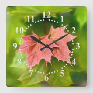 Horloge Carrée Two maple leaves