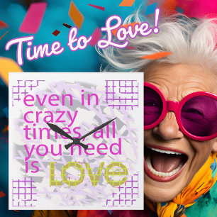 Horloge Carrée Typographie Aimer Inspiration