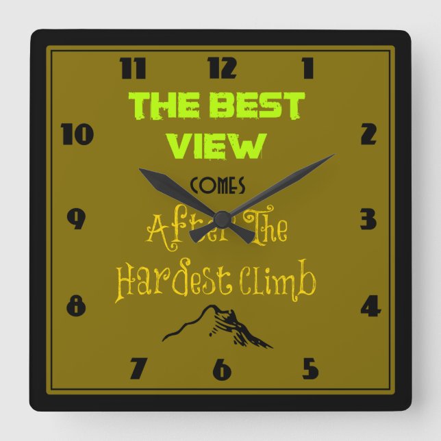 Horloge Carrée Typographie inspirée de citation de motivation (Recto)