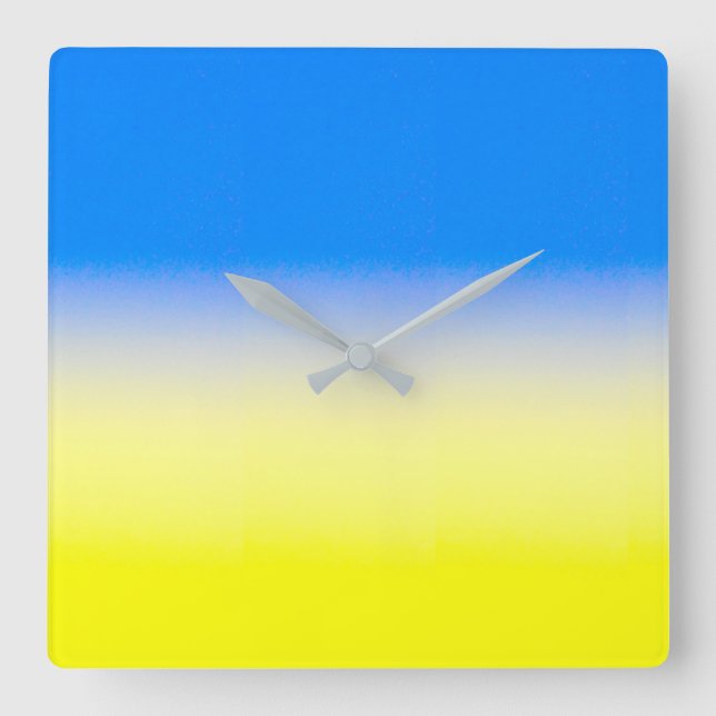 Horloge Carrée Ukraine bleue et jaune Inspiration de la paix anti (Recto)