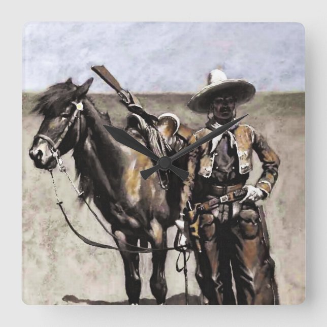 Horloge Carrée Un Buccaro mexicain au Texas par Frederic Remingto (Recto)