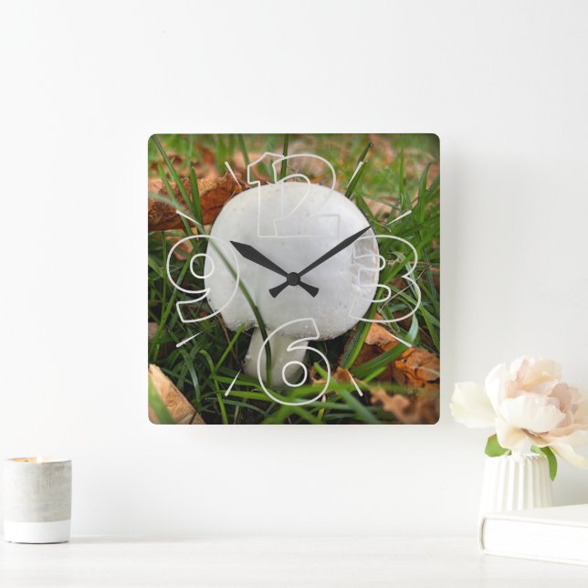 Horloge Carrée Un champignon mordu (Maison)