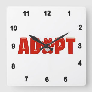 Horloge Carrée Un Empreinte de patte animal rouge brillant et du 