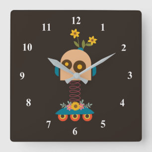 Horloge Carrée Un joli robot design pour enfants