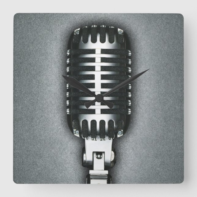 Horloge Carrée Un microphone classique (Recto)