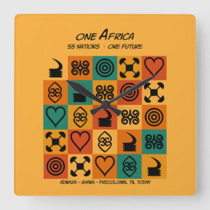 Horloge Carrée Une Afrique – Adinkra – Ghana - 