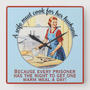 Horloge Carrée Une femme Vintage du milieu du siècle qui s'amuse