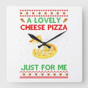 Horloge Carrée Une Jolie Chemise À La Pizza Au Fromage Seul Amusa