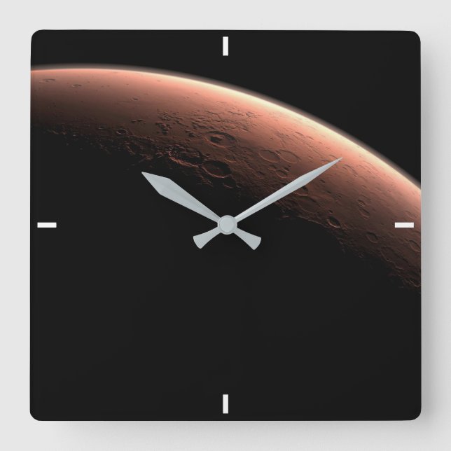Horloge Carrée Une Partie De Mars À La Limite De La Lumière Et De (Recto)