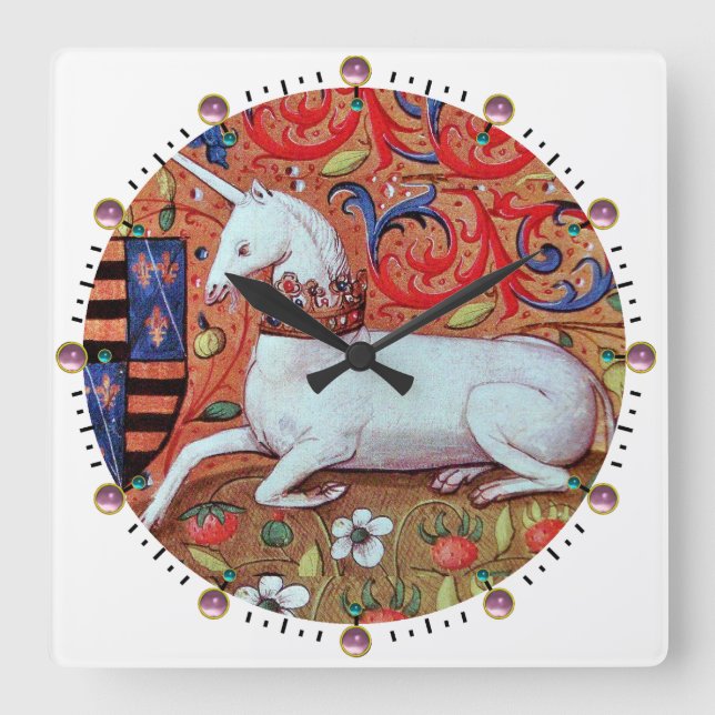 Horloge Carrée UNICORN, Blanc (Recto)