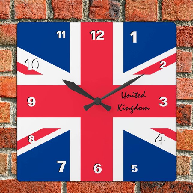 Horloge Carrée Union Jack Horloge, patriotique maison Royaume-Uni (Créateur téléchargé)